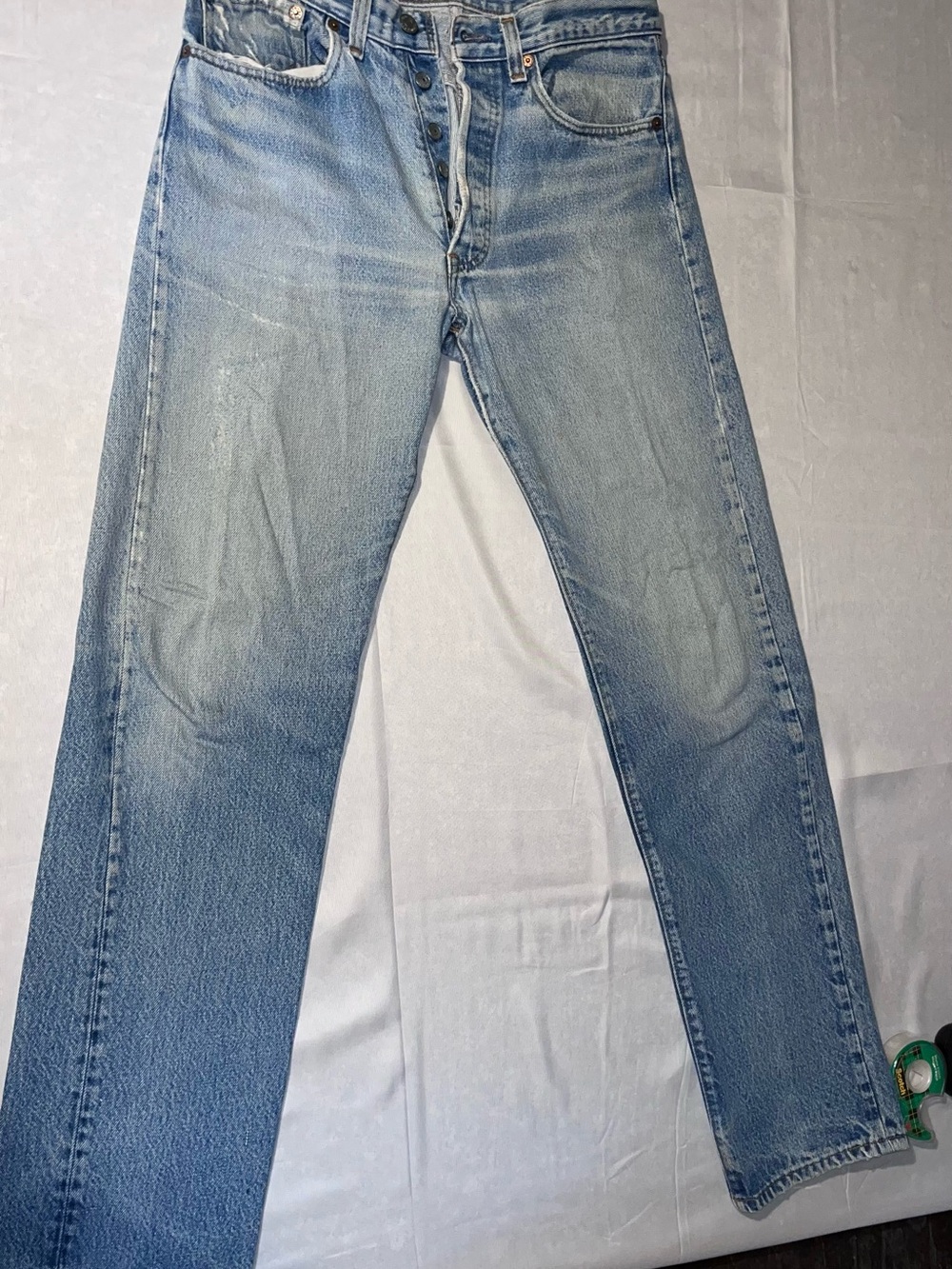 Vintage 70s 80s Levi’s 501 Jeans 32x32 Red Tab Button Fly Distressed Faded Denim